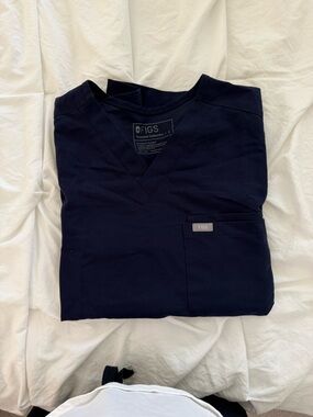 FIGS Navy V-Neck Scrub Top with Chest Pocket